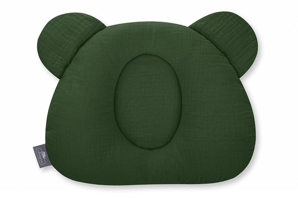 Sleepee Teddy Bear lapos mackó párna muszlin, Bottle Green sötétzöld