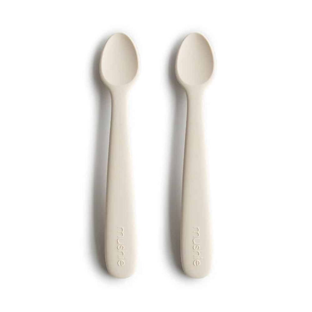 Mushie Dupla csomag szilikon mushie kanál - elefántcsont színben