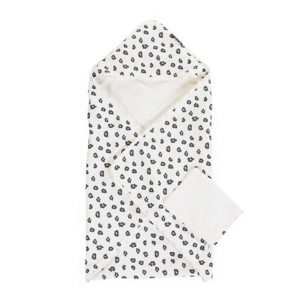 Childhome Fürdőlepedő + arctörlő- 80x80 cm - Leopárd mintás