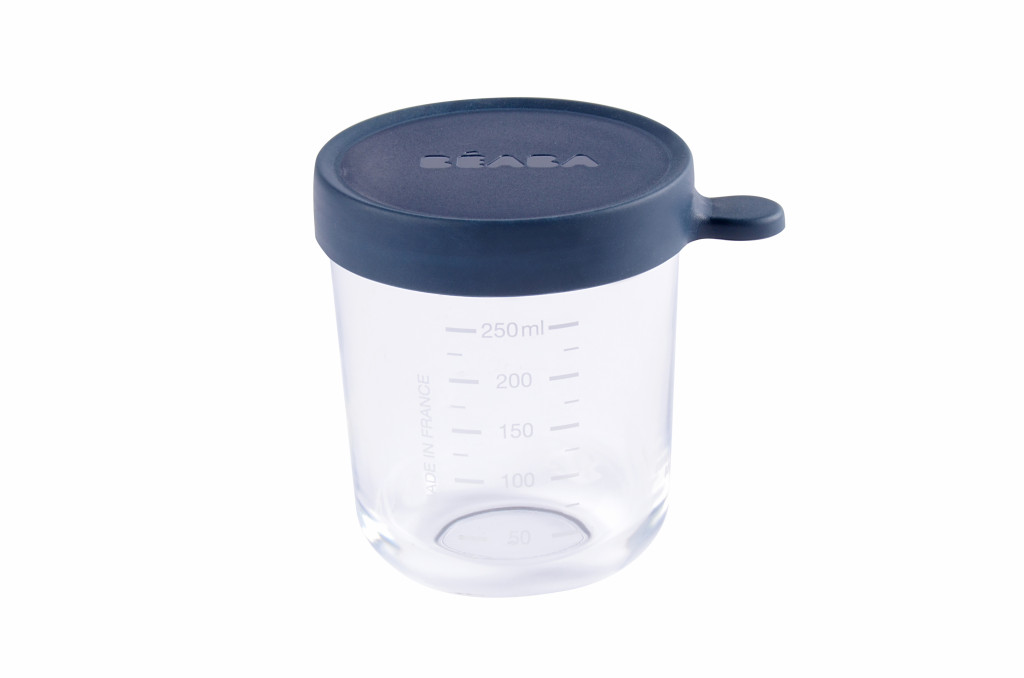 Beaba Tároló doboz kiváló minőségű üvegből - 250 ml - Sötétkék