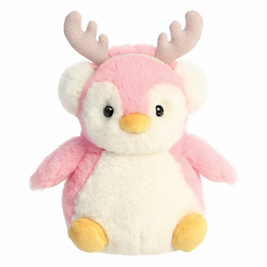 Aurora Plüss pingvin - Rózsaszín rénszarvas - Pom Pom - 18 cm