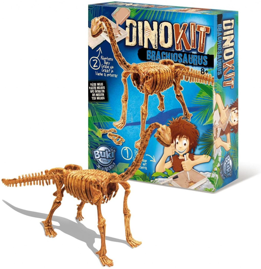 Buki France DinoKIT ásatás és a Brachiosaurus csontváza