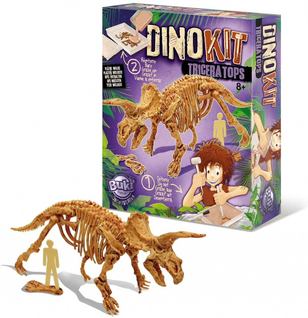 Buki France DinoKIT ásatás és a Triceratops csontváza