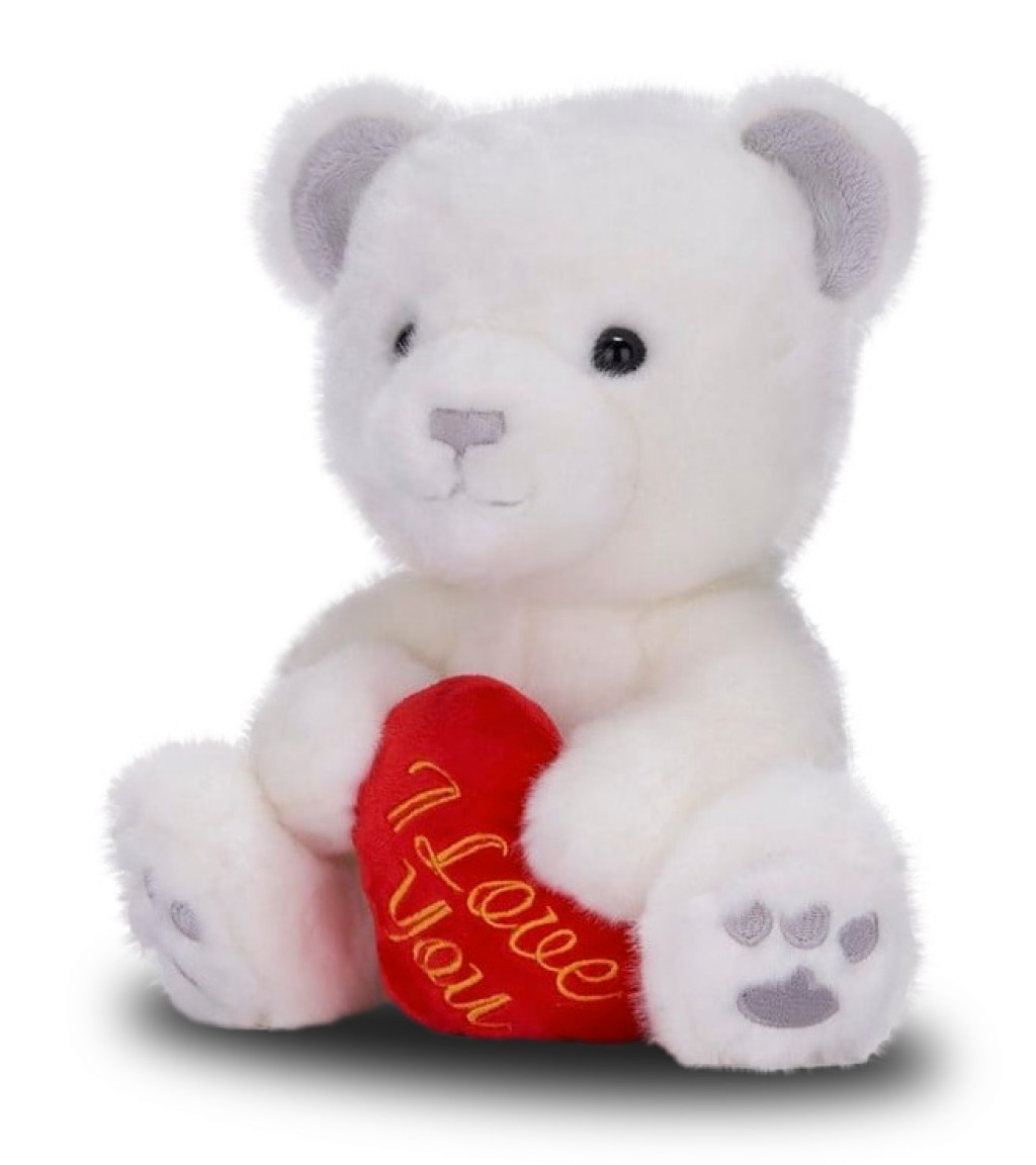 Aurora Teddy maci fehér - I Love You - 20 cm