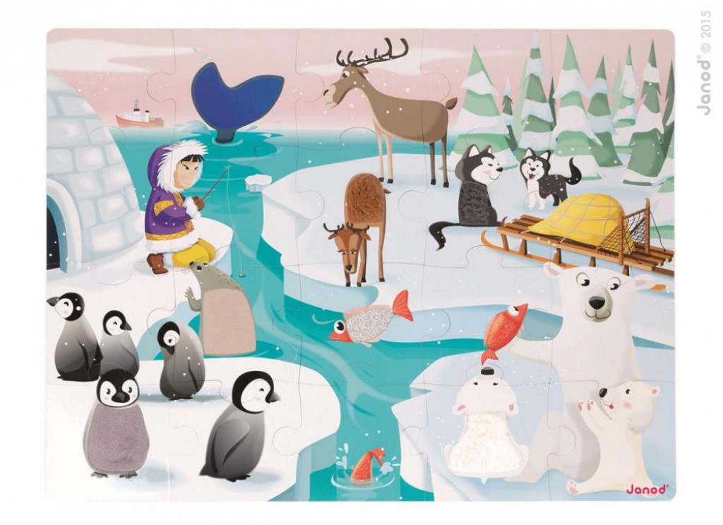 Janod Tapintós puzzle Élet a jégen 20 részes, 3-6 évesek számára 