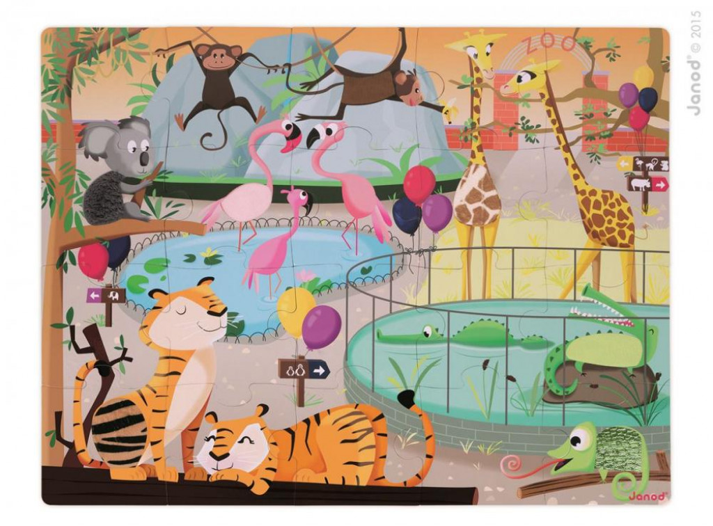 Janod Tapintós puzzle Egy nap az állatkertben 20 részes, 3-6 évesek számára 