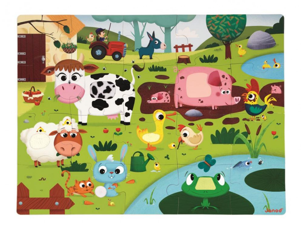 Janod Tapintós puzzle Állatok a farmon 20 részes, 3-6 évesek számára 