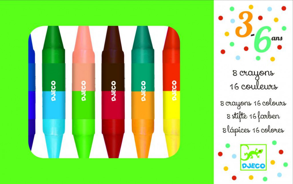 DJECO 8 duplavégű zsírkréta - 8 twins crayons