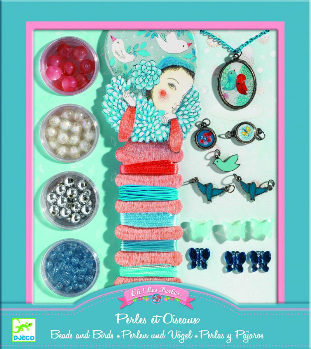 DJECO Ékszerkészító készlet - Gyöngyök és madarak - Pearls and birds