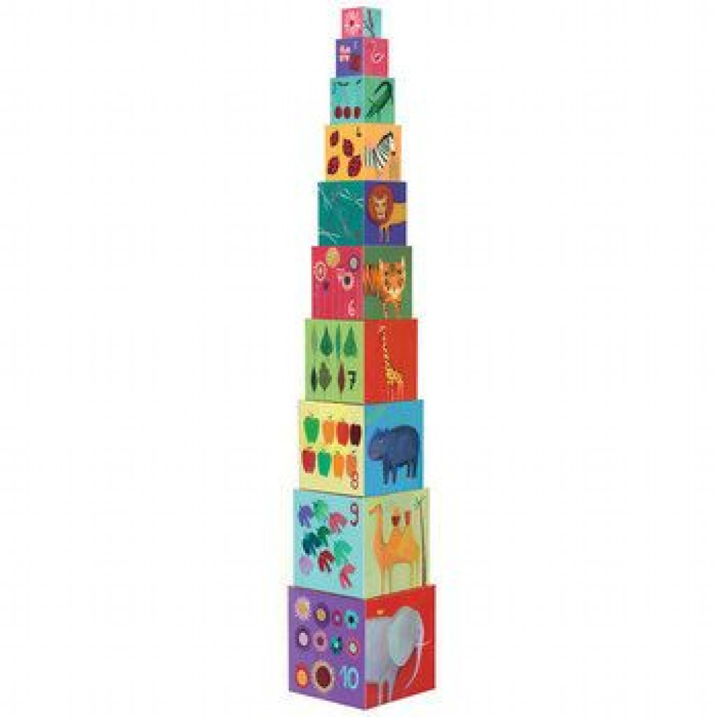 DJECO Toronyépítő kocka - Természet és állatok - 10 nature and animal blocks