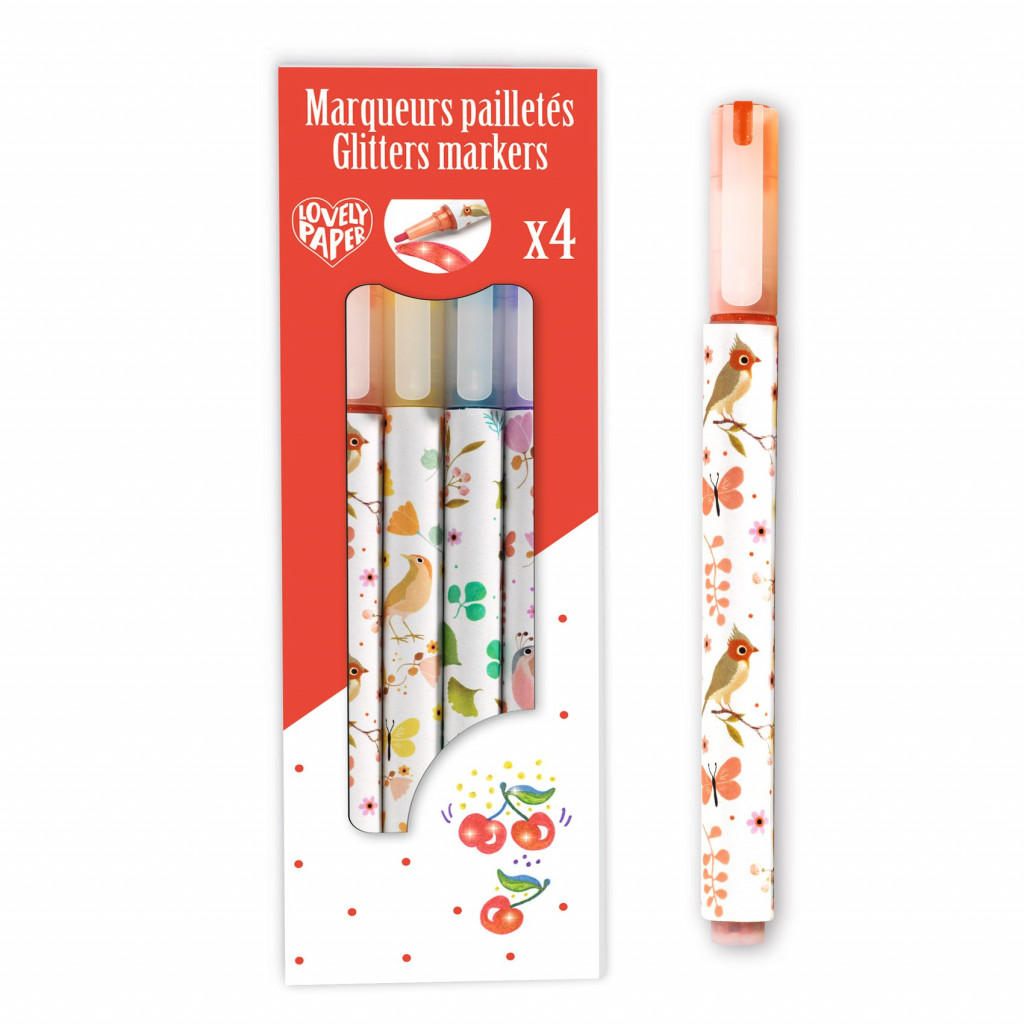 DJECO Csillámtoll, 4 szín - 4 Tinou glitter markers