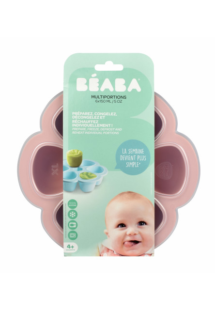Szilikon multifunkciós bébiétel tároló - 6 x 150 ml - Sötét rózsaszín