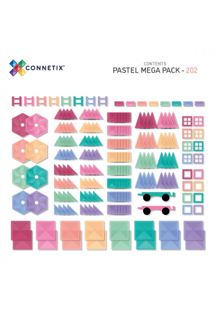 Connetix Mágneses építőjáték - Pastel Mega Pack 202 db