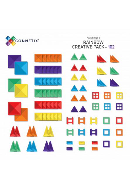 Connetix Mágneses építőjáték - Rainbow Creative Pack 102 db