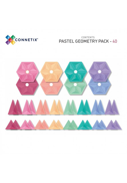 Connetix Mágneses építőjáték - Pastel Geometry Pack 40 db