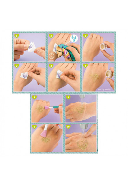 Glitter tetoválás készlet, lila