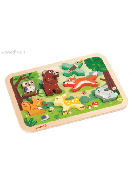 Fa kirakós puzzle a legkisebbek számára, Erdei állatok, 1 éves kortól, 7 részes  Janod