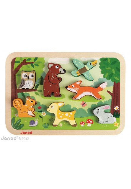 Fa kirakós puzzle a legkisebbek számára, Erdei állatok, 1 éves kortól, 7 részes 
