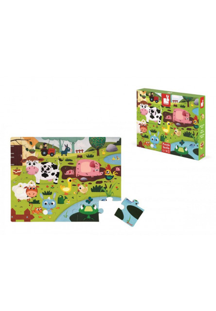 Tapintós puzzle Állatok a farmon 20 részes, 3-6 évesek számára 