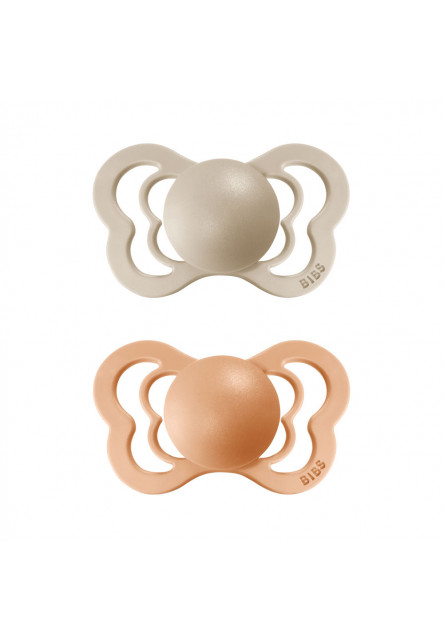 Couture fogszabályozó cumik természetes kaucsukból 2db – 1-es méret (Vanilla / Peach)  BIBS