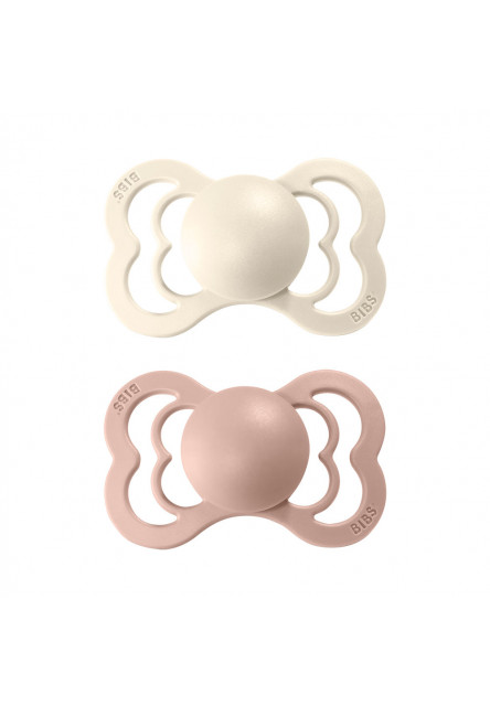 Supreme cumik természetes kaucsukból 2db – 2-es méret (Ivory / Blush)  BIBS