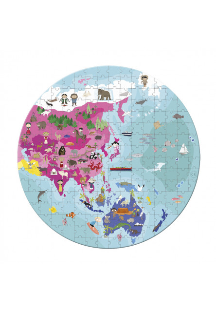 “A világ” Kétoldali kerek puzzle – 208 PCS