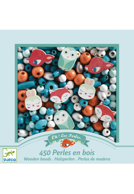 Fa gyöngyök kis állatokkal - Wooden beads, Small animals DJECO