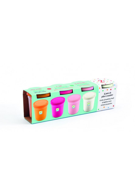 Gyurma - Pillegyurma - 4 tubs of play dough, Sweet DJECO