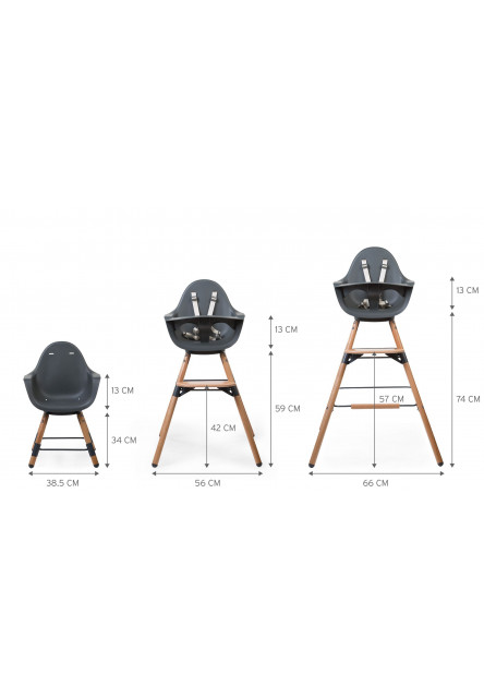 Evolu 2 Etetőszék Lábhosszabító + Footrest - Fa - Fa/Antracit