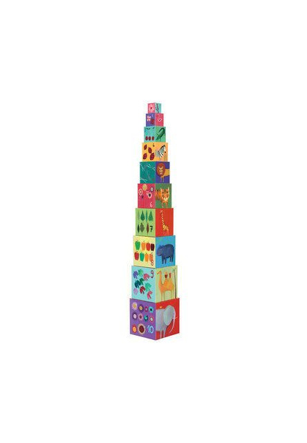 Toronyépítő kocka - Természet és állatok - 10 nature and animal blocks DJECO