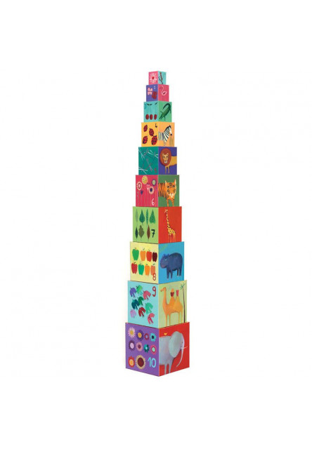 Toronyépítő kocka - Természet és állatok - 10 nature and animal blocks
